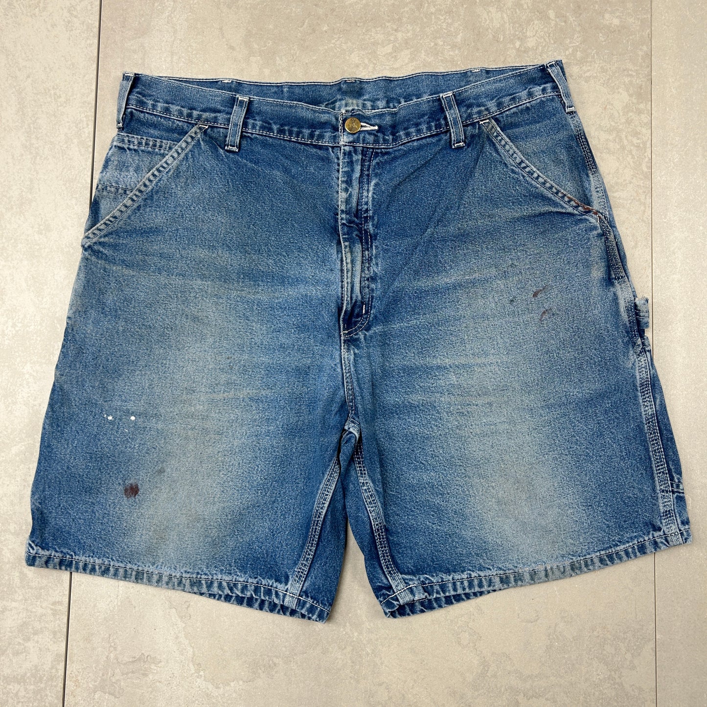 Vintage Carhartt Workwear Baggy Blue Carpenter Shorts - 38