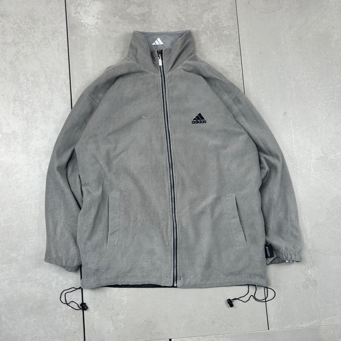 Vintage 00s Adidas Reversible Fleece Tracksuit Grey Shell Jacket - XL