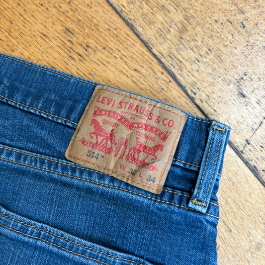 Vintage Levis 514 Straight Blue Denim Jeans - 32