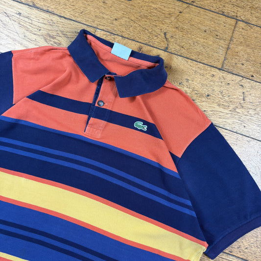 Vintage Lacoste Navy Orange Stripe Polo T-Shirt - XL