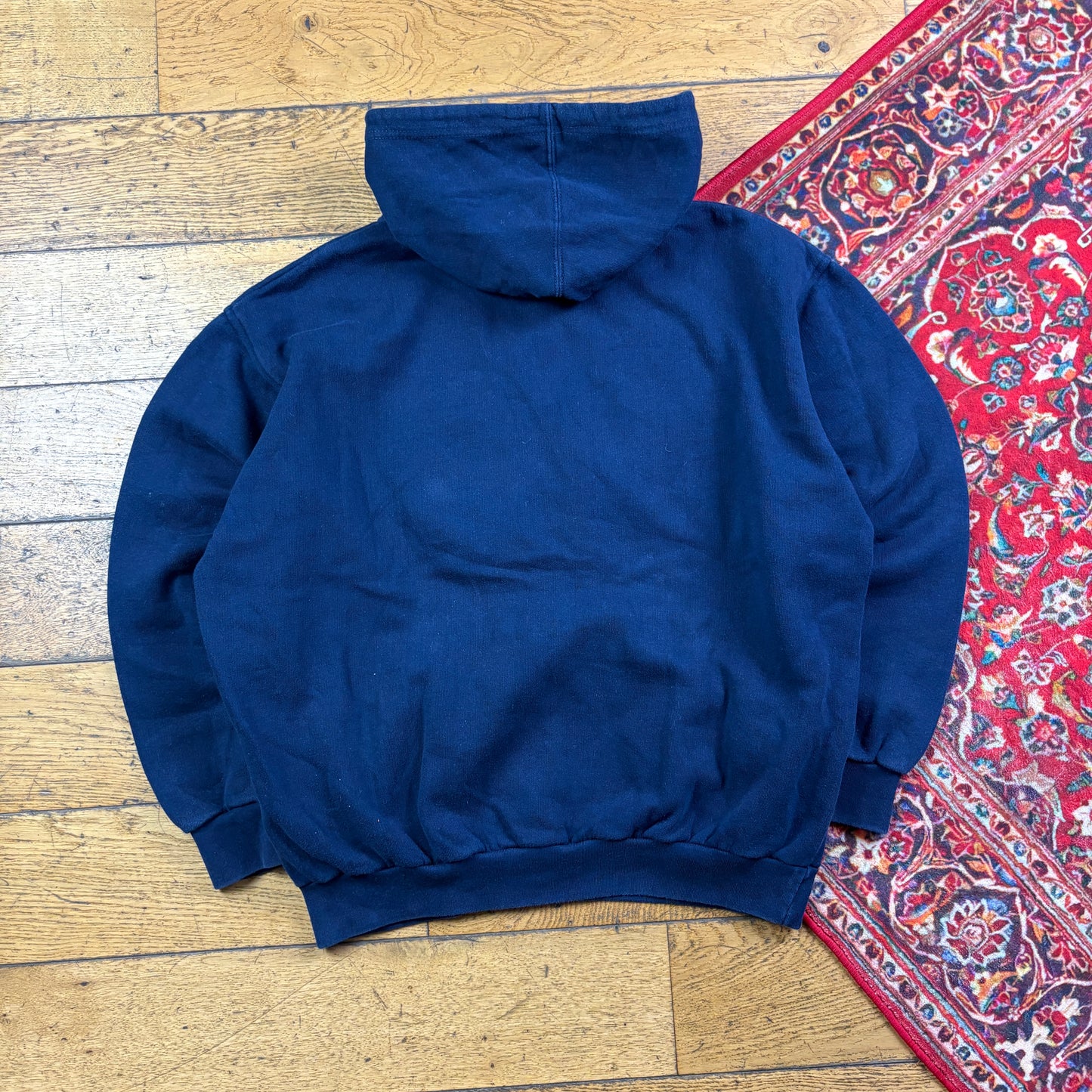 Vintage 90s Kappa Navy Boxy Hoodie Sweatshirt - M