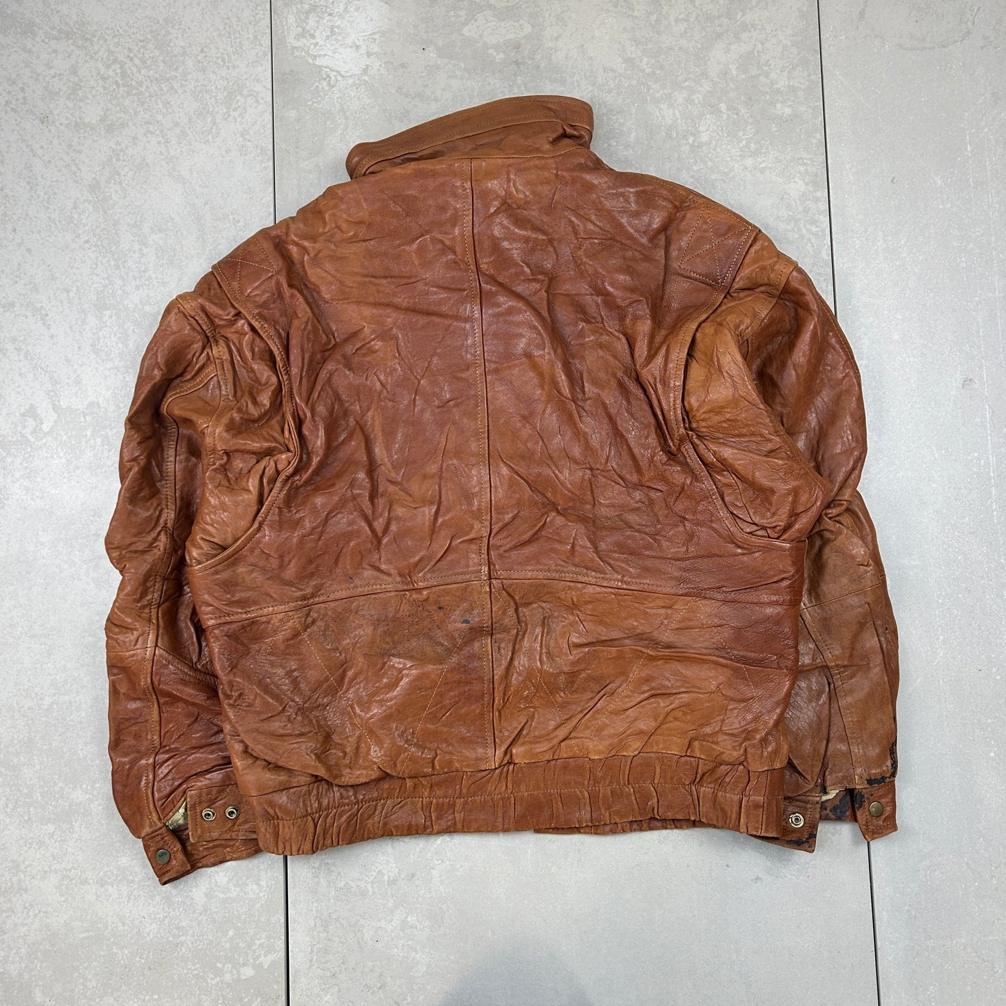 Vintage Aviator Pilot Flight Style Brown Genuine Leather Bomber Jacket - XL