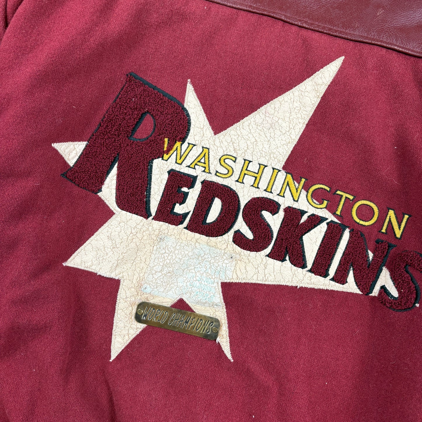 Vintage 90s NFL Washington Redskins Varisty Leather Embroidered Jacket - XL
