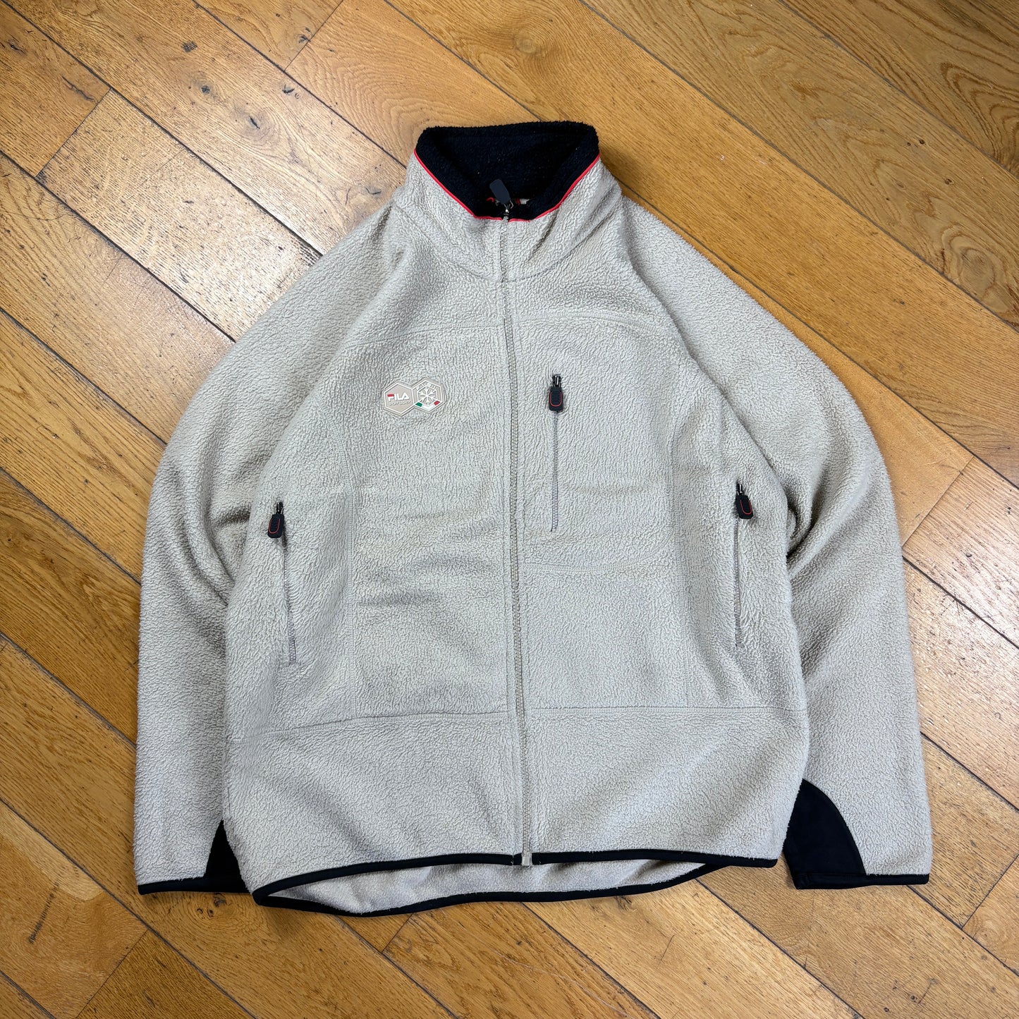 Vintage Fila Cream Embroidered Fleece Sweatshirt - L