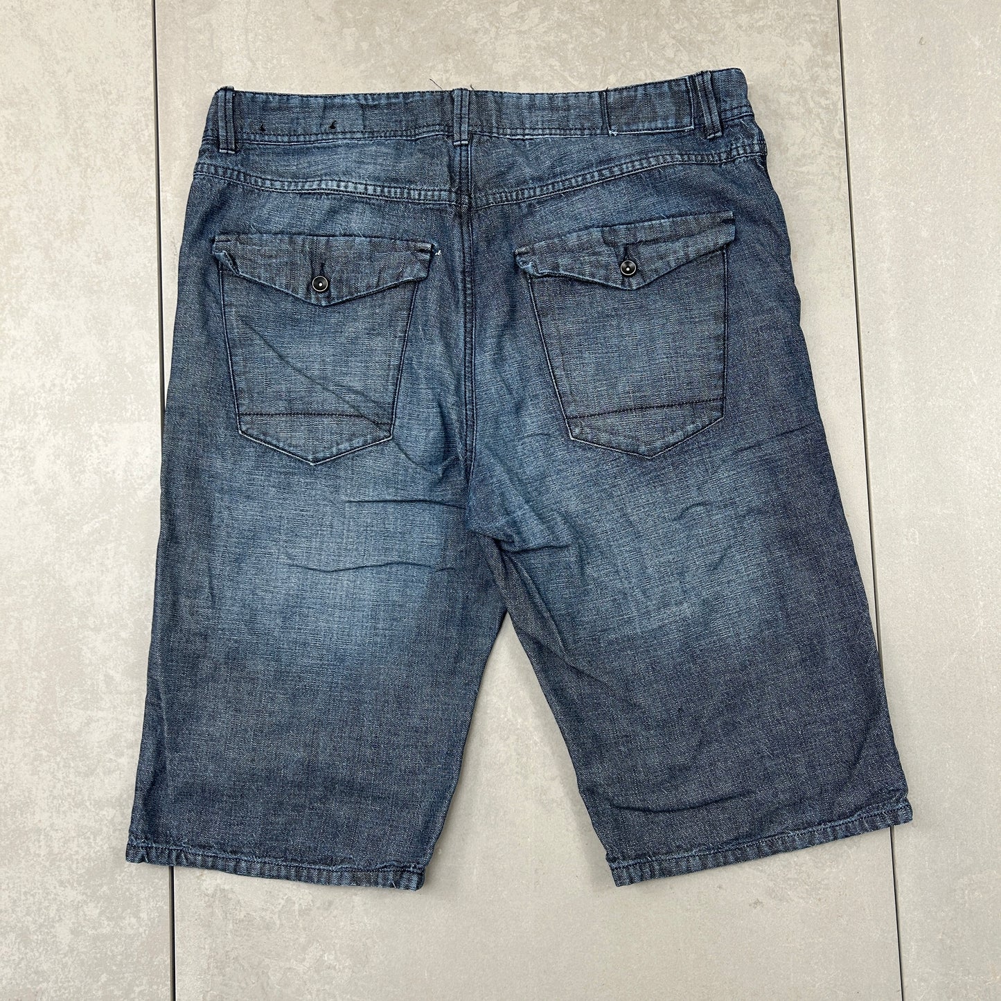Vintage Embroidered Hip Hop Blue Shorts Jorts - 36