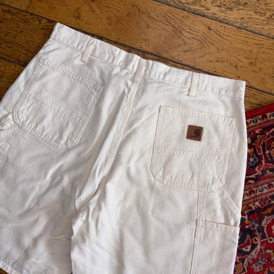 Vintage Carhartt Workwear Baggy Cream Carpenter Shorts - 38