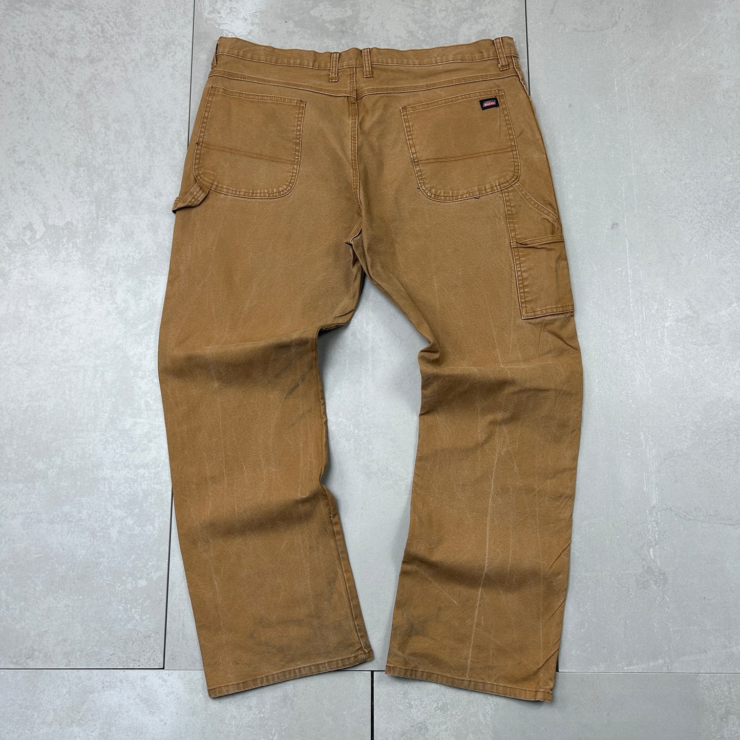 Vintage Dickies Workwear Carpenter Baggy Brown Trousers - 42