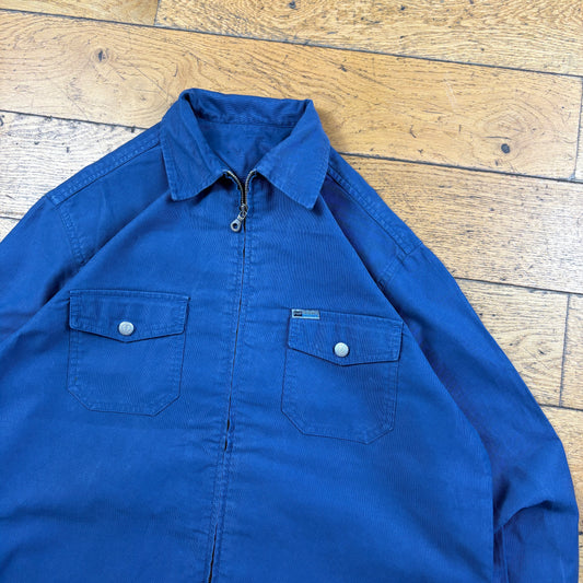 Vintage French Chore Workwear Jacket Blue Overcoat - M