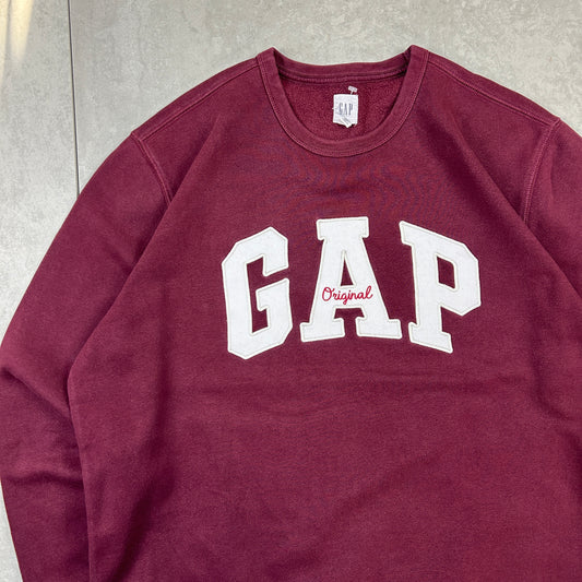 Vintage 00s Gap Burgundy Spellout Embroidered Sweatshirt - XL