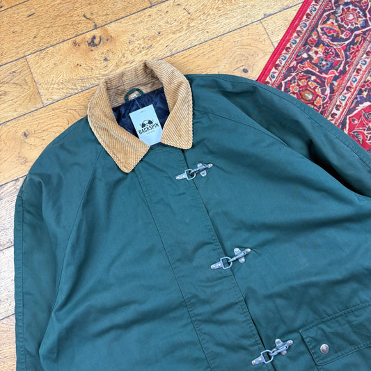 Vintage Green Fireman Clasp Trench Chore Parka Coat Jacket - XL