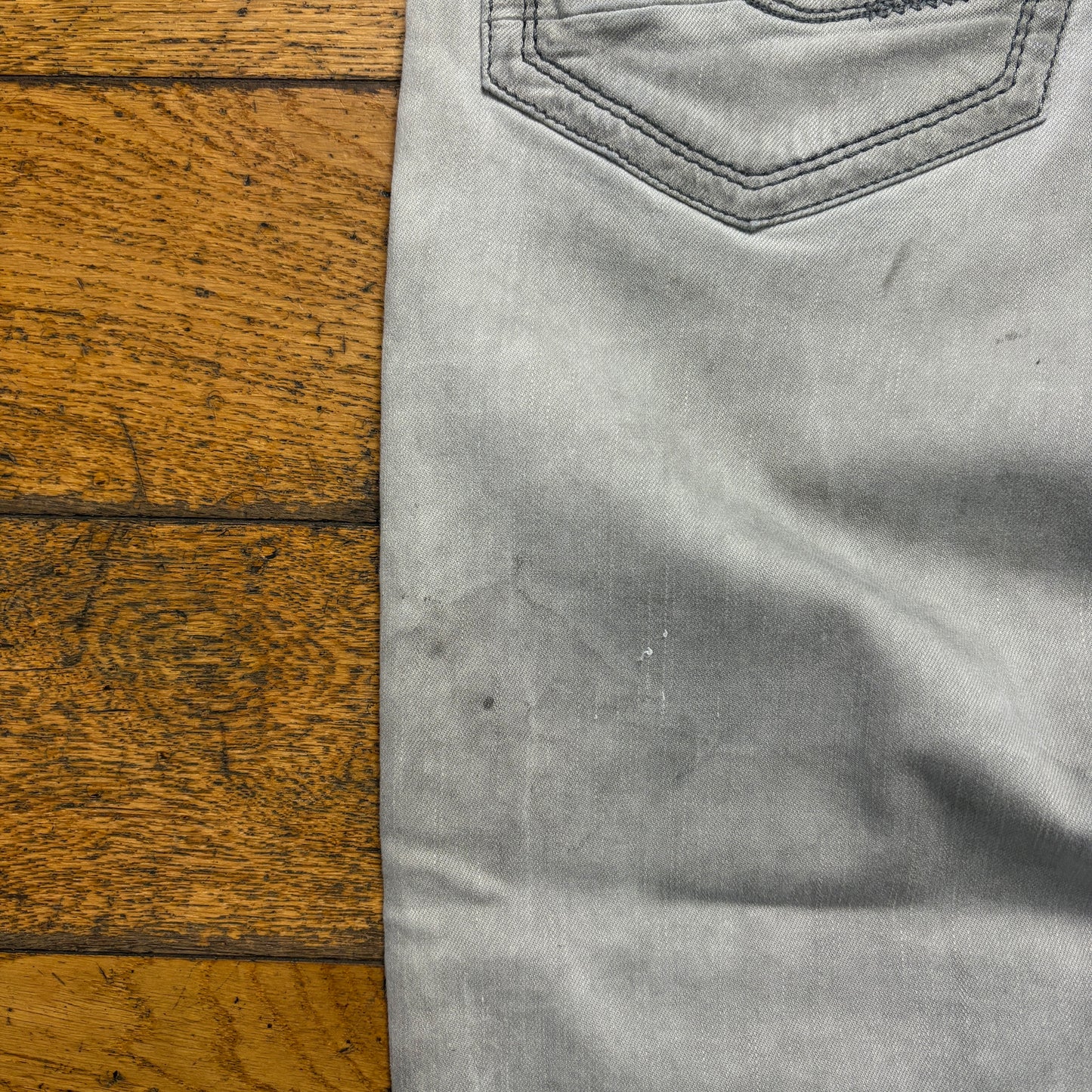 Vintage Embroidered Grey Hip Hop Straight Jeans - 38