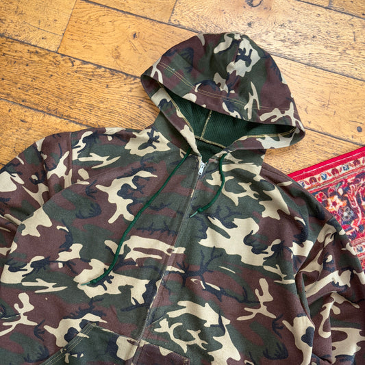 Vintage Realtree Camo Green Hoodie Zip Sweatshirt - L
