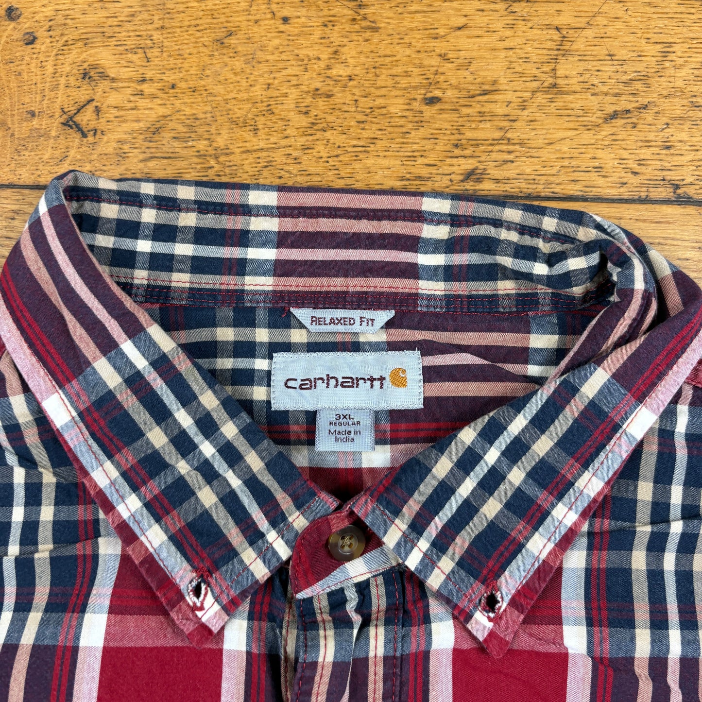 Vintage Carhartt Red Check Workwear Short Sleeve Shirt - 3XL