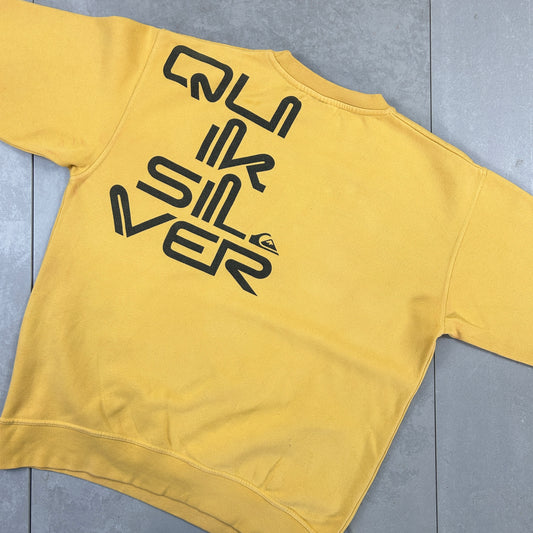 Vintage 00s Quiksilver Yellow Surfwear Sweatshirt - L
