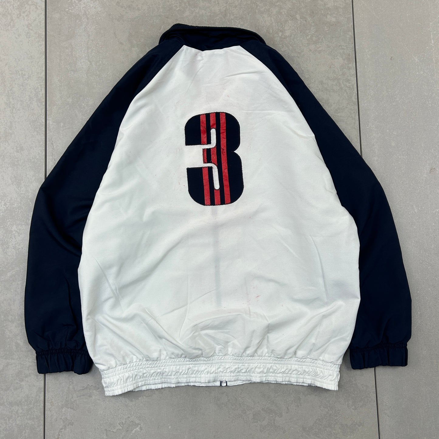 Vintage Adidas White Navy Tracksuit Track Shell Windbreaker Jacket - M