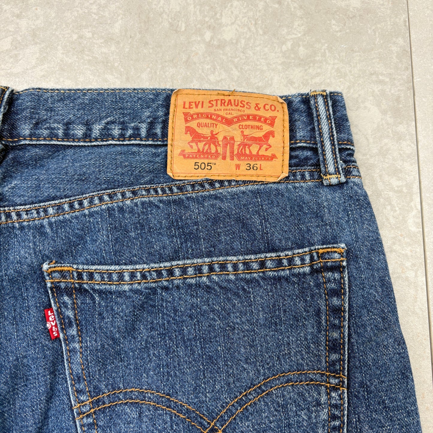 Vintage Levis 505 Blue Baggy Denim Shorts - 36