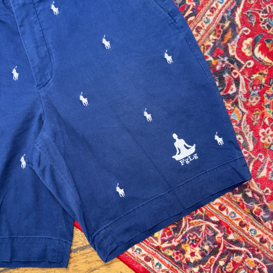 Vintage Ralph Lauren Embroidered Y2K Navy Blue Baggy Shorts Jorts - 34