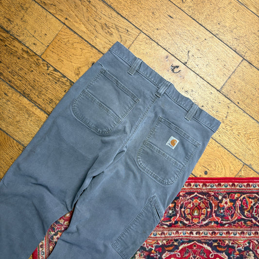 Vintage Carhartt Grey Workwear Carpenter Straight Trousers - 33S