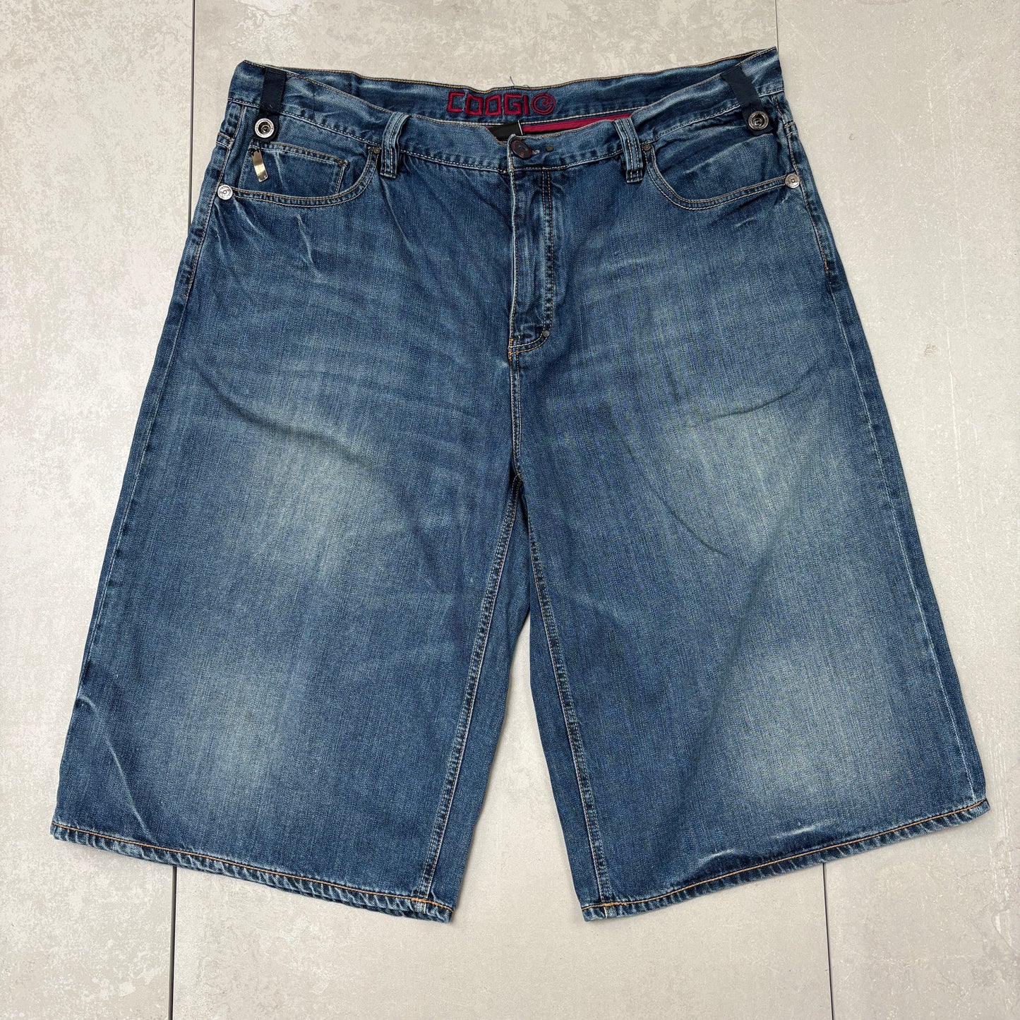 Vintage Coogi Embroidered Hip Hop Blue Baggy Shorts Jorts - 44