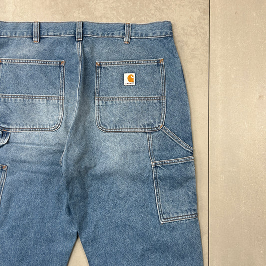 New Carhartt Double Knee Carpenter Baggy Blue Jeans - 36