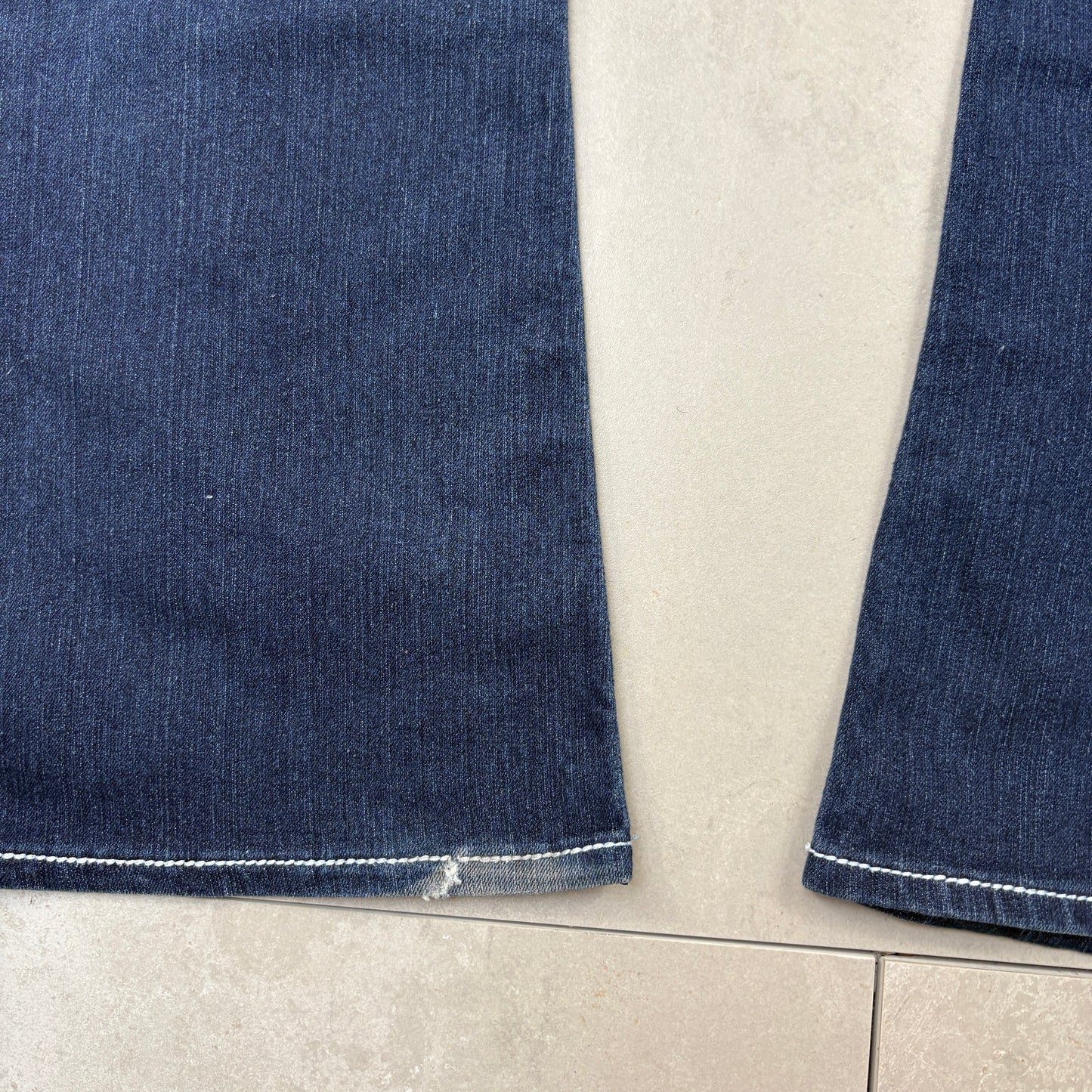 Vintage Embroidered Hip Hop Flared Blue Y2K Bootcut Baggy Jeans - 38
