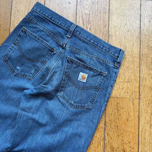 Vintage Carhartt Workwear Carpenter Baggy Blue Jeans - 29