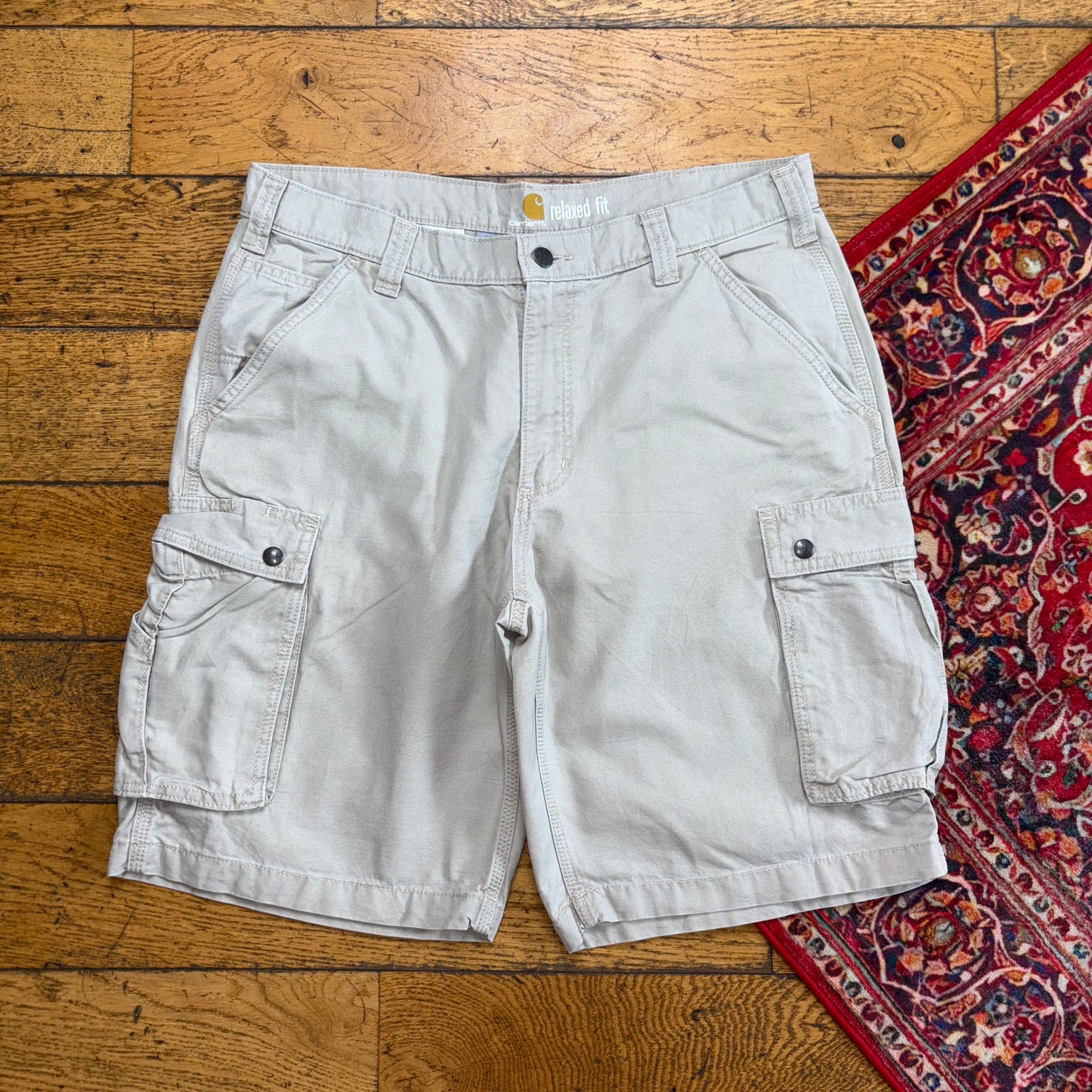 Vintage Carhartt Workwear Cream Baggy Carpenter Shorts - 36
