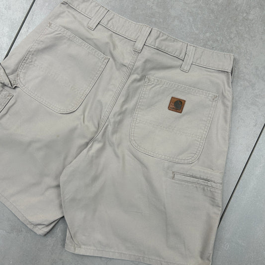 Vintage Carhartt Workwear Baggy Cream Carpenter Shorts - 33