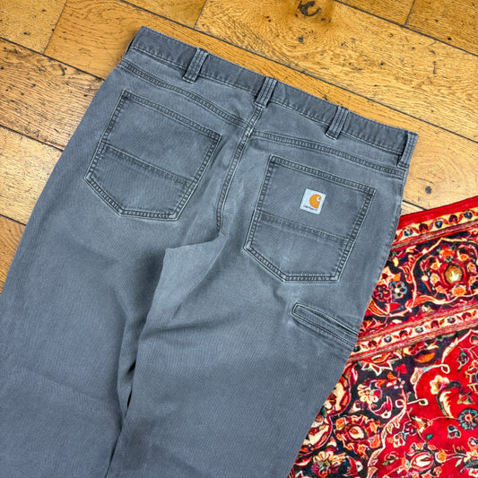 Vintage Carhartt Grey Workwear Carpenter Baggy Trousers - 36
