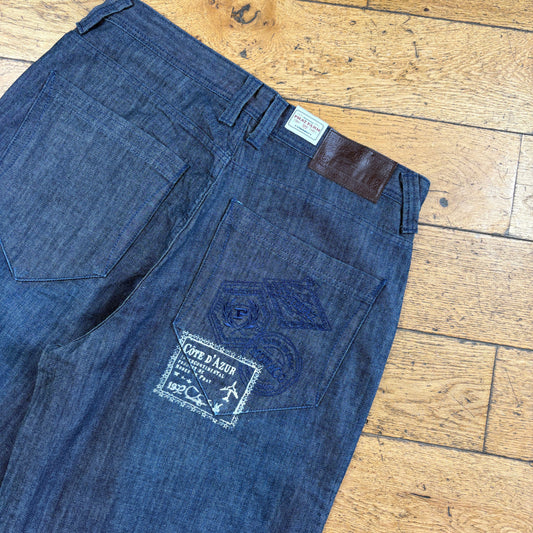 Vintage Phat Farm Embroidered Blue Hip Hop Baggy Shorts Jorts - 36