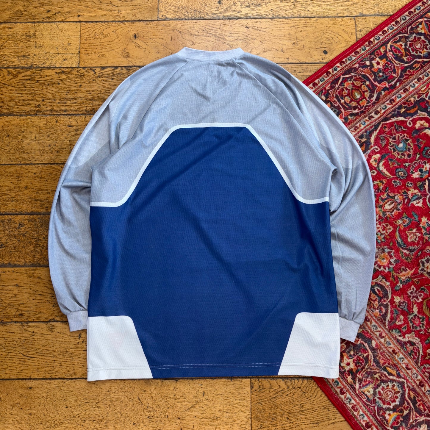 Vintage Dainese Long Sleeve Grey Blue Racing Motorbike Cycling T-Shirt - L