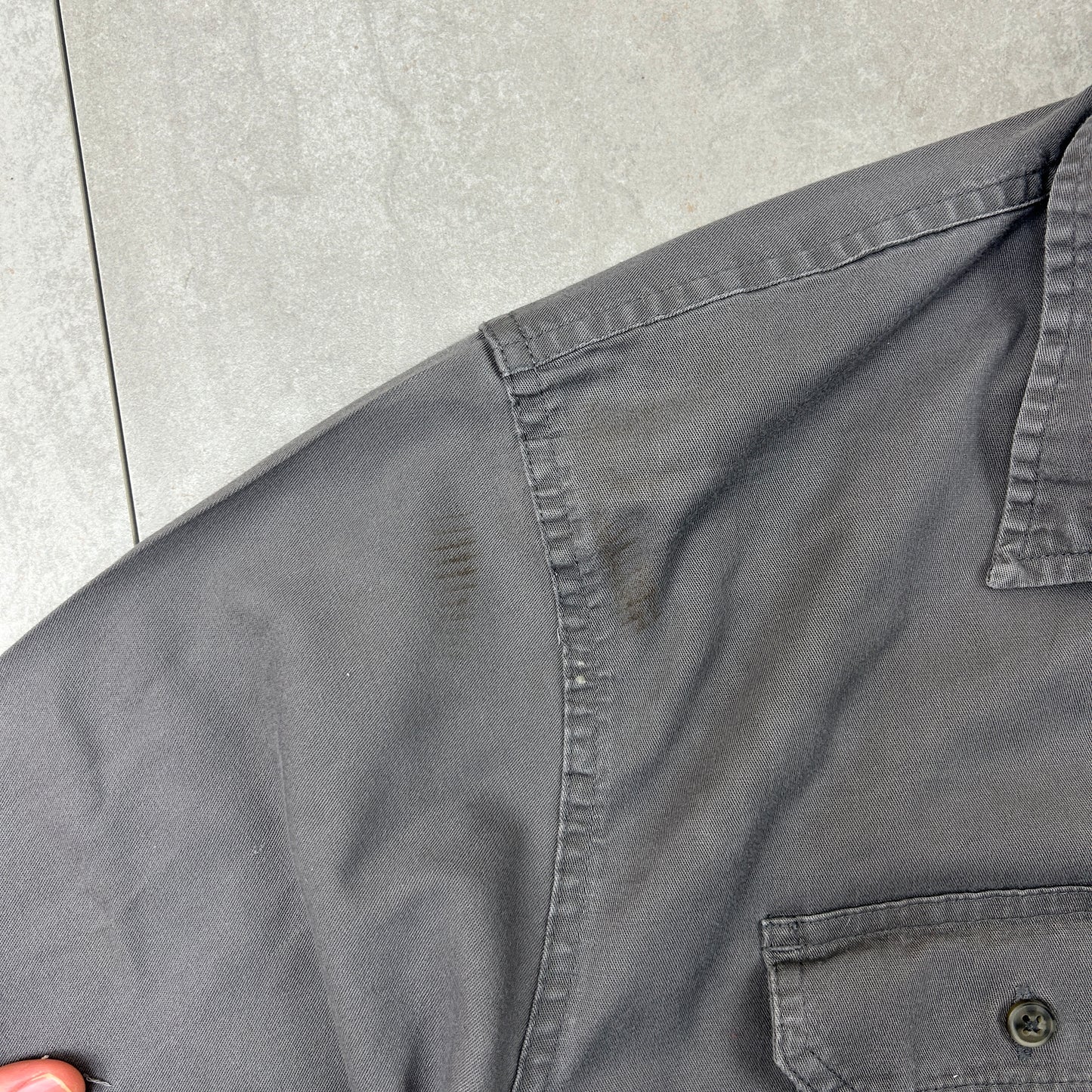 Vintage Wrangler Grey Short Sleeve Workwear Shirt - L