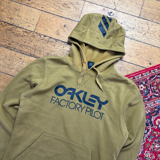 Vintage Oakley Green Brown Khaki Hoodie Sweatshirt - M