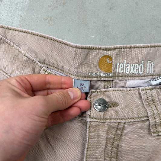 Vintage Carhartt Workwear Baggy Cream Carpenter Shorts - 33