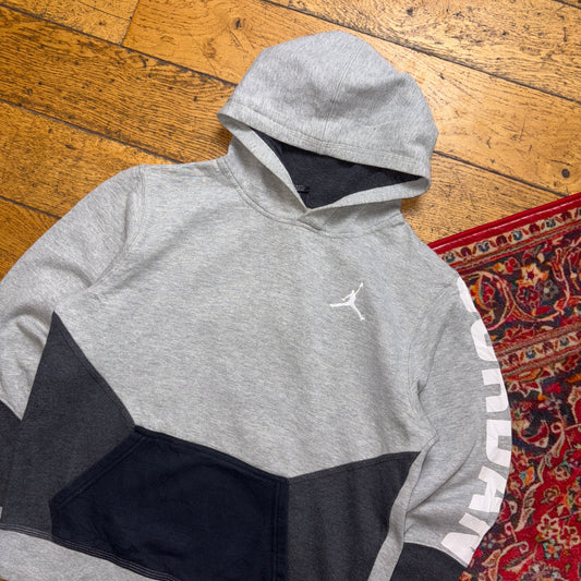 Vintage Nike Air Jordan Grey Hoodie Embroidered Sweatshirt - XS