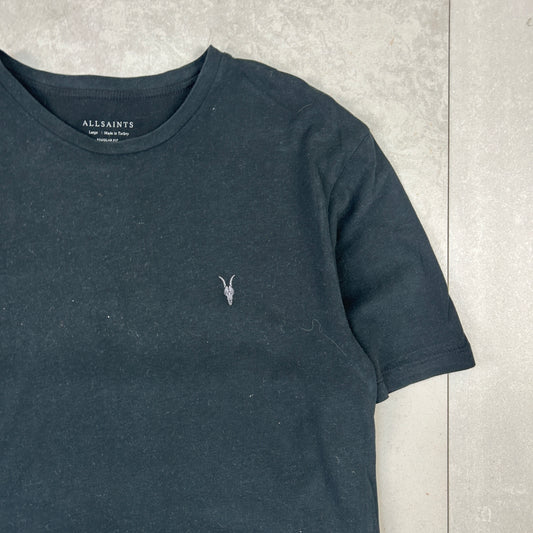 All Saints Black Embroidered T-shirt - S