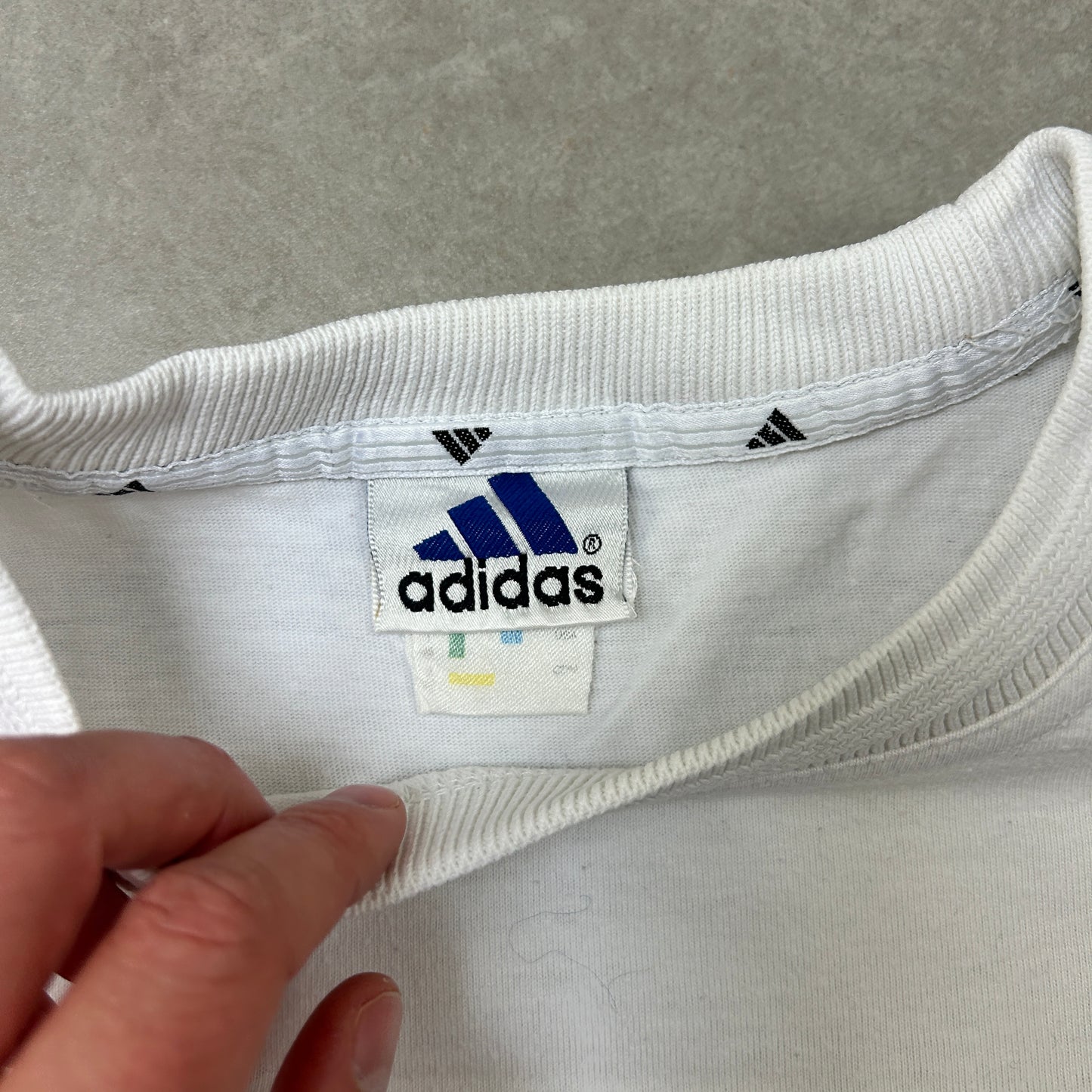 Vintage 90s Adidas White Embroidered Womens T-Shirt - Size 14