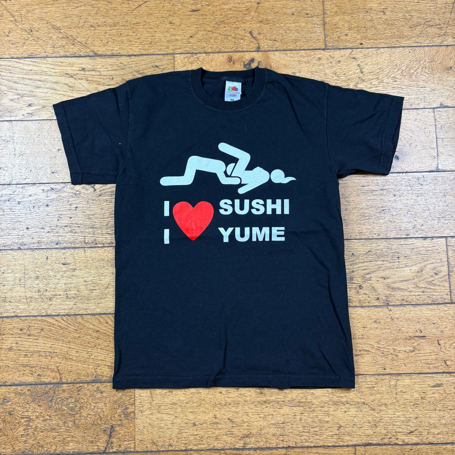 Vintage Funny I Love Sushi Black Graphic T-Shirt - XS