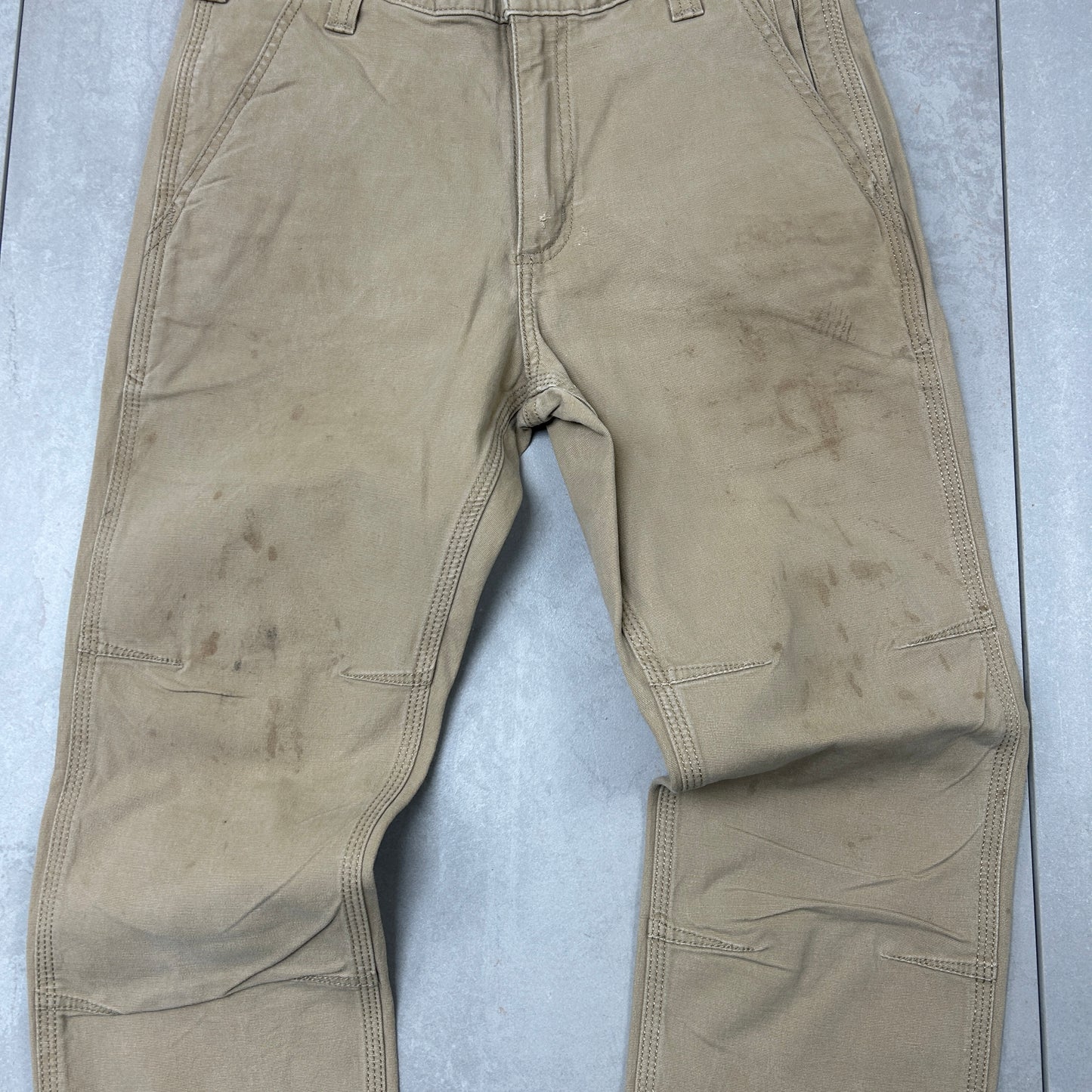 Vintage Carhartt Workwear Carpenter Straight Cream Trousers - 32