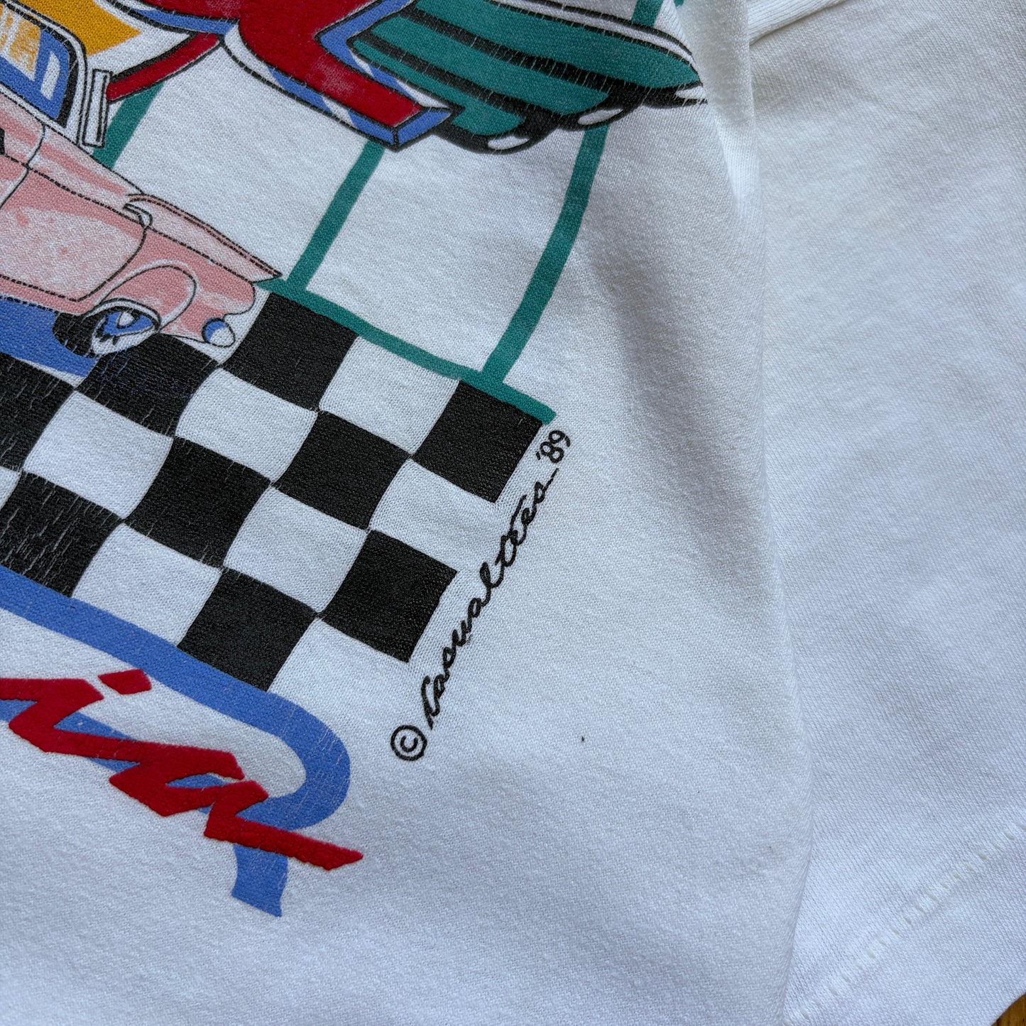Vintage 1989 T Bird Car Single Stitch White Graphic T-Shirt - S