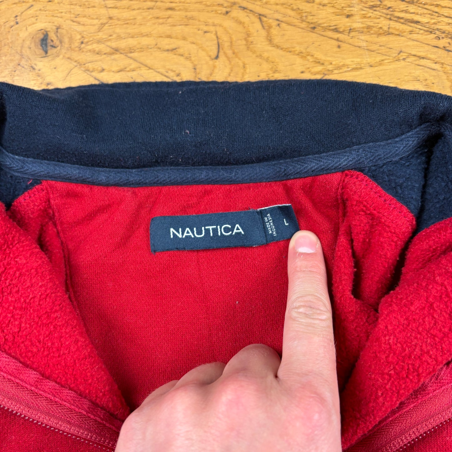 Vintage Nautica Red Embroidered Sweatshirt - L