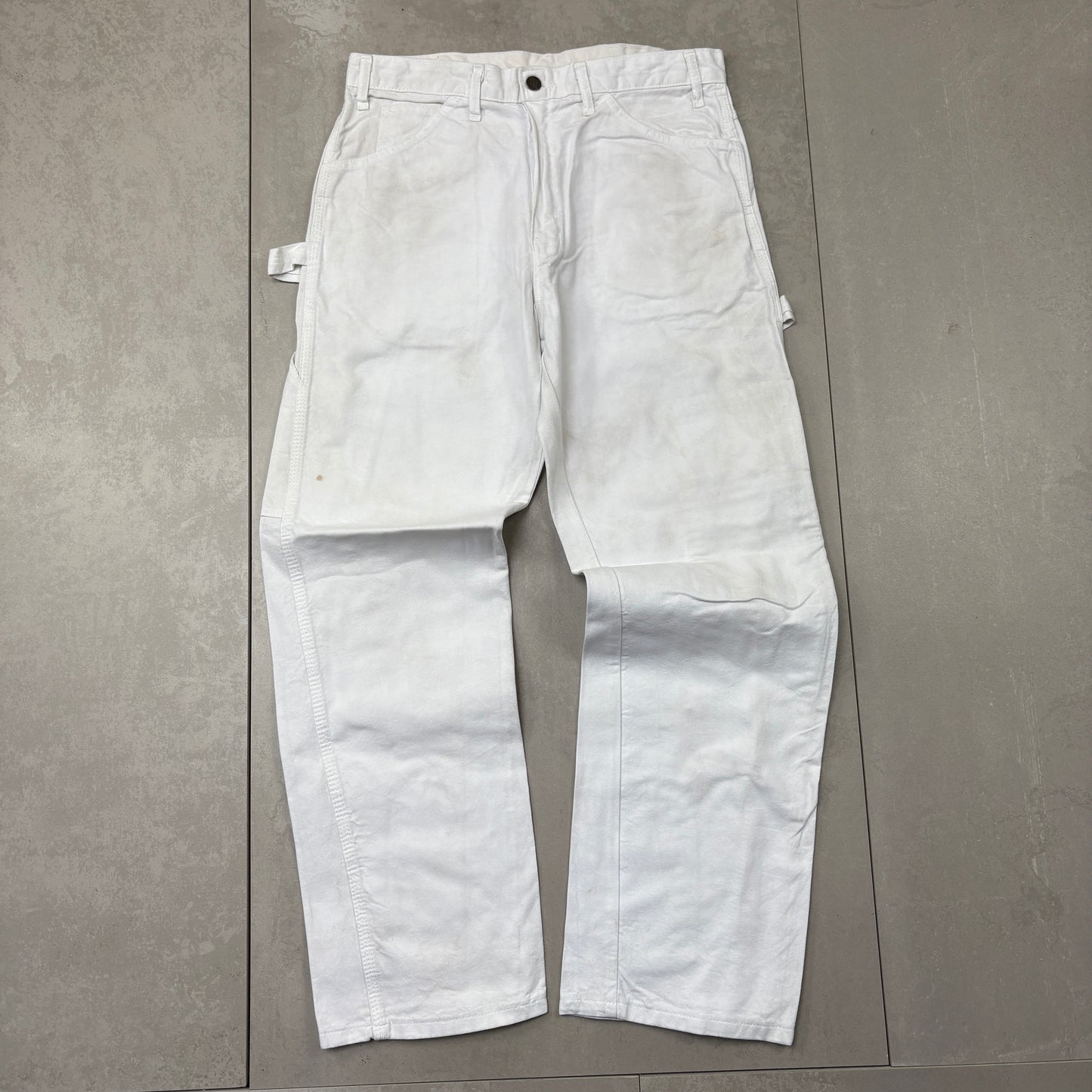 Vintage Dickies Workwear White Carpenter Baggy Trousers - 32