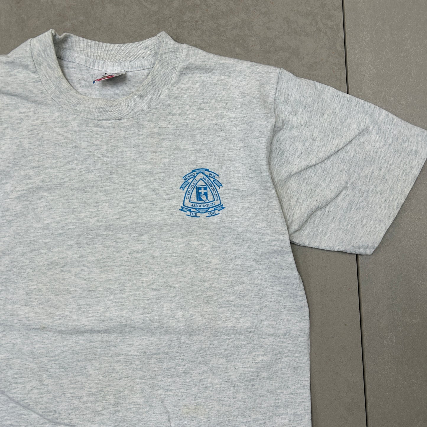 Vintage 90s Single Stitch Motorcycle Motorbike Graphic Grey T-Shirt - XS