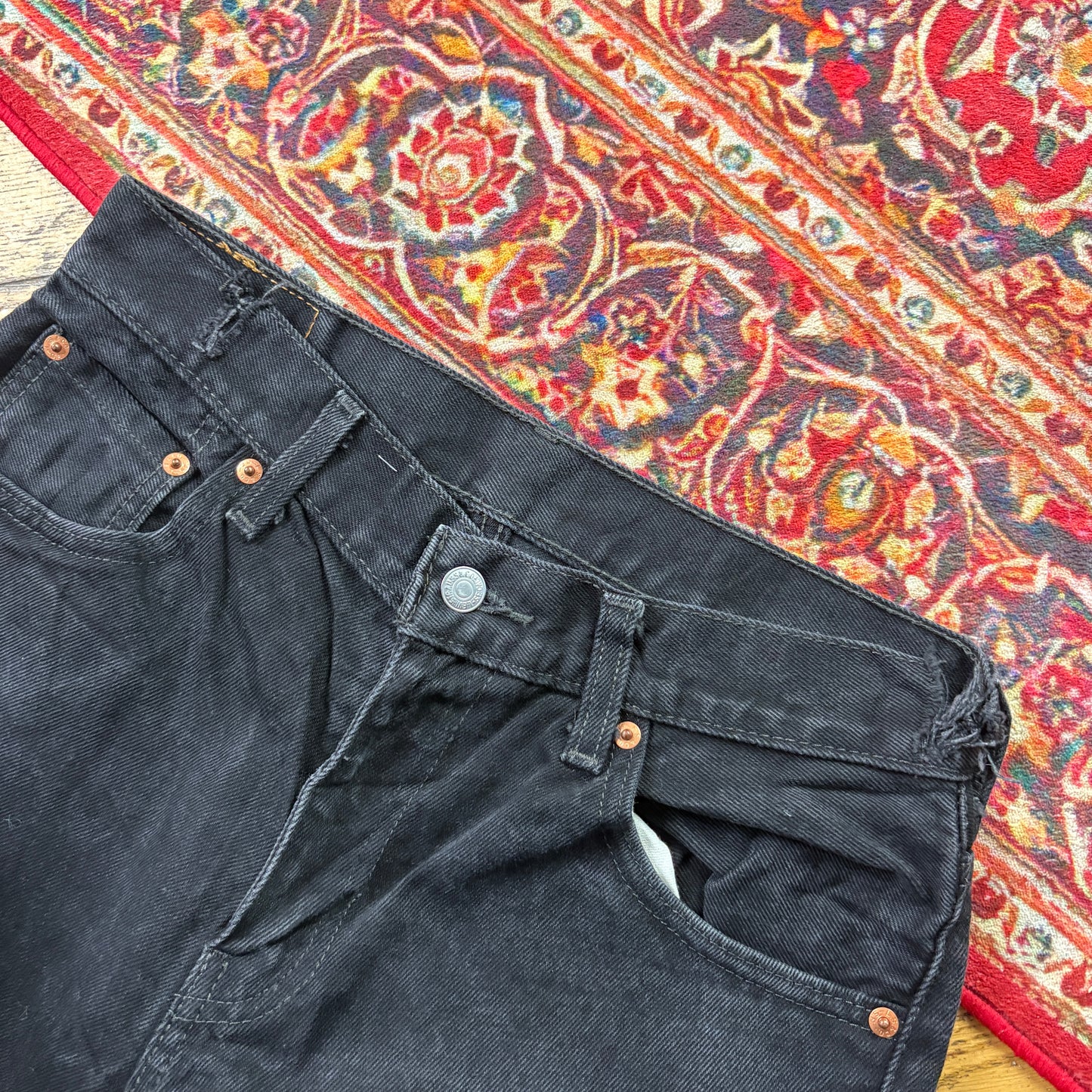 Vintage Levis 517 Slim Bootcut Black Denim Jeans - 29