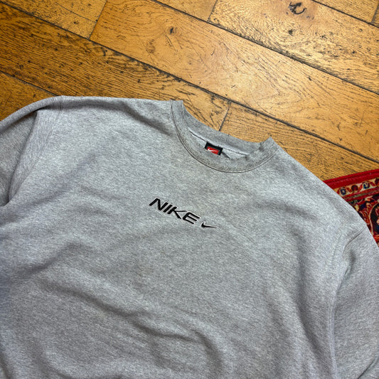Vintage 00s Nike Grey Embroidered Sweatshirt - 2XL