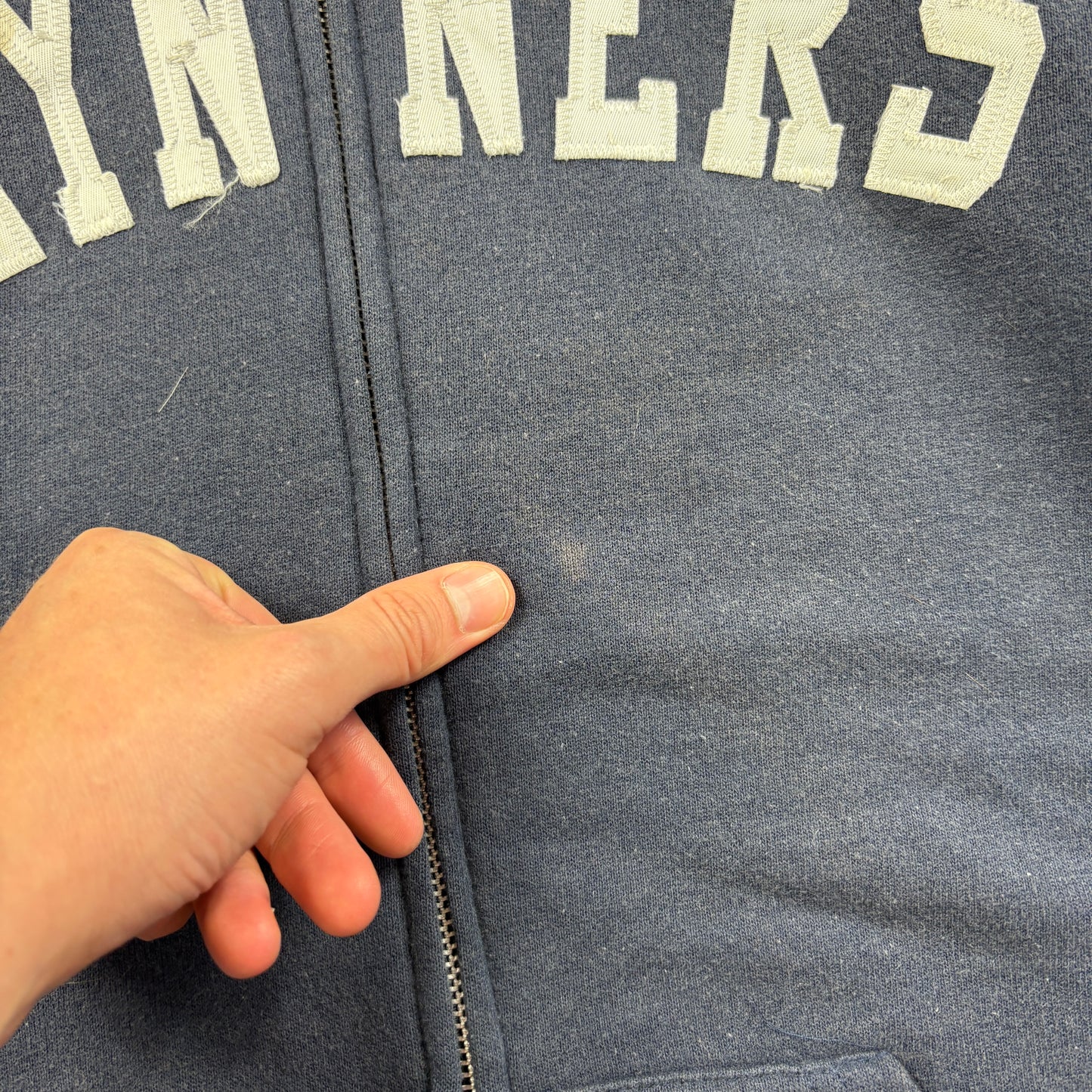 Vintage Lee Navy College Embroidered Hoodie Sweatshirt - XL