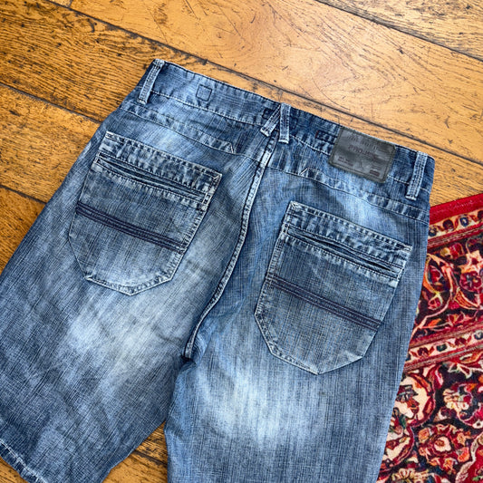 Vintage Embroidered Hip Hop Blue Shorts Jorts - 30