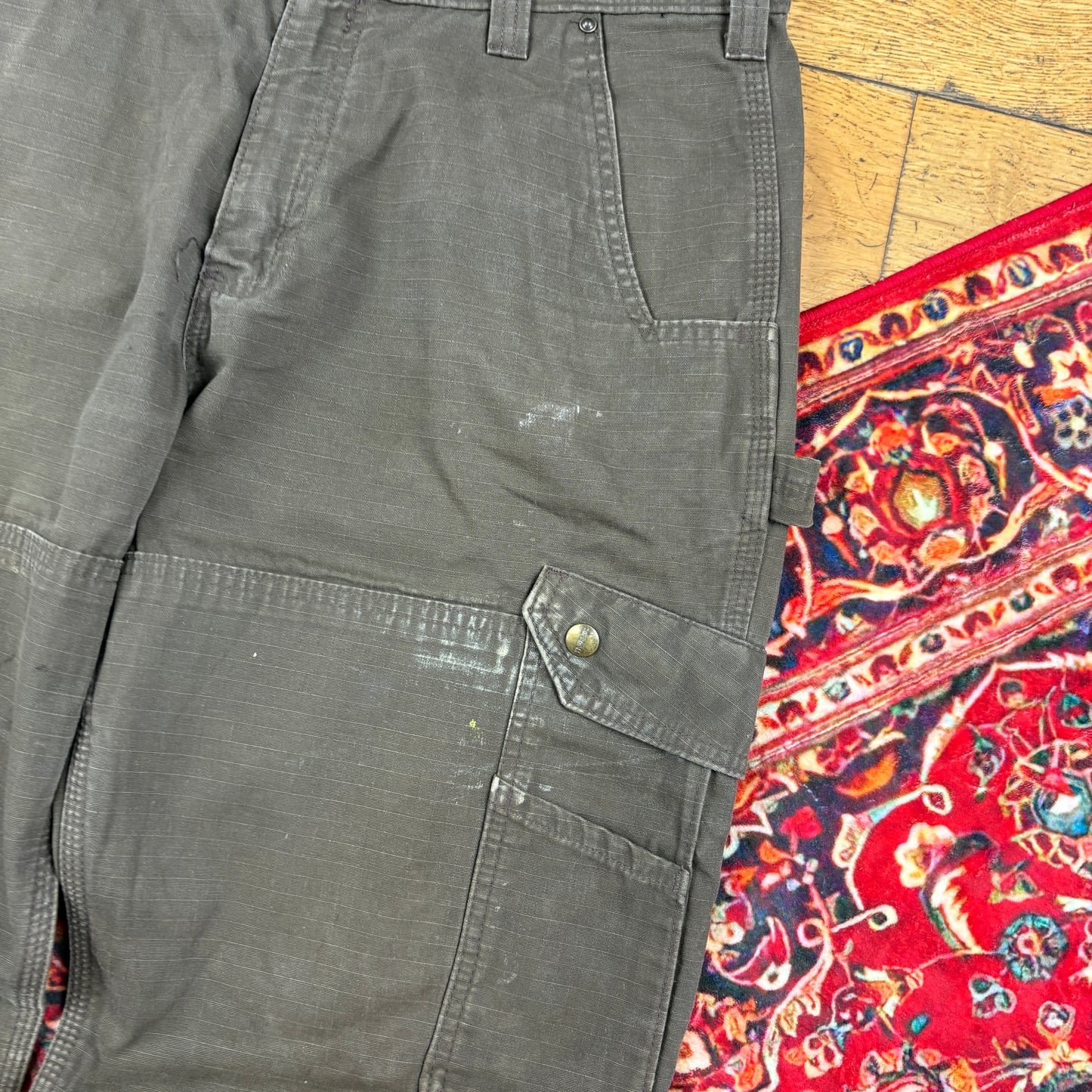 Vintage Carhartt Brown Double Knee Cargo Workwear Carpenter Baggy Trousers - 34