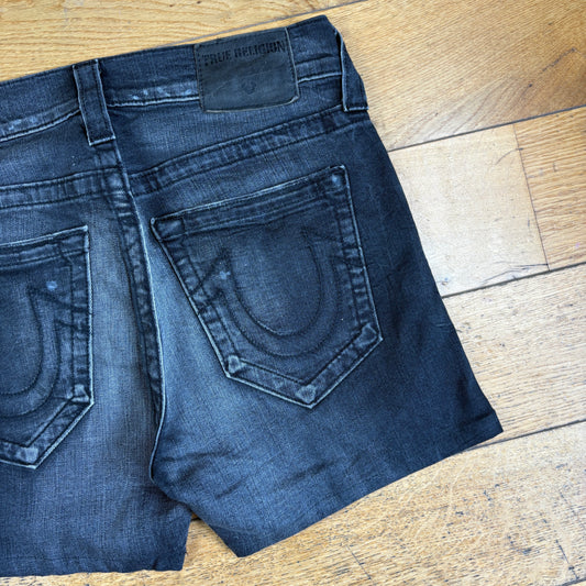 Vintage True Religion Black Embroidered Y2K Shorts Jorts - 30