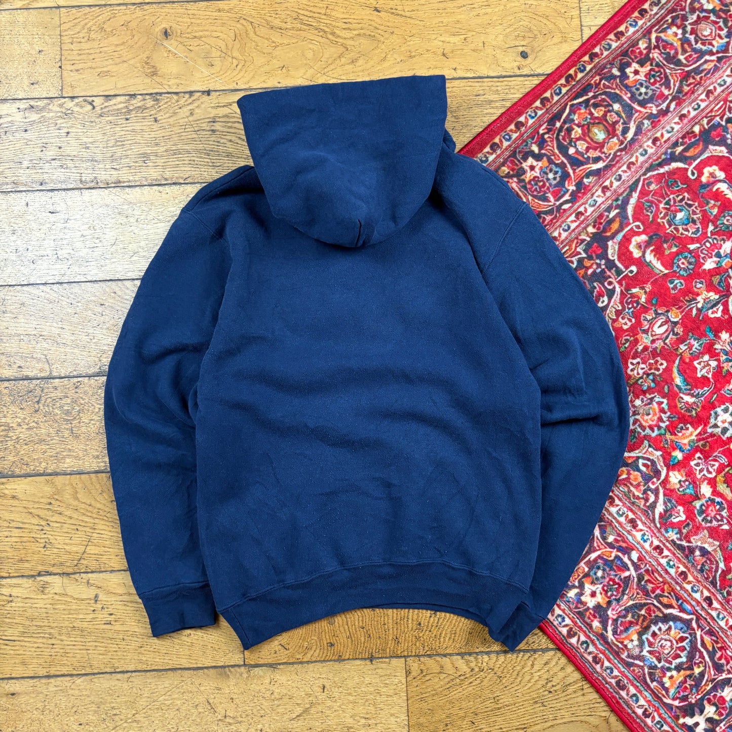 Vintage USA College Navy Embroidered Hoodie Sweatshirt - XS